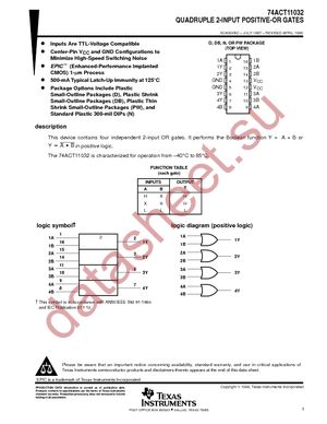 74ACT11032DBR datasheet  